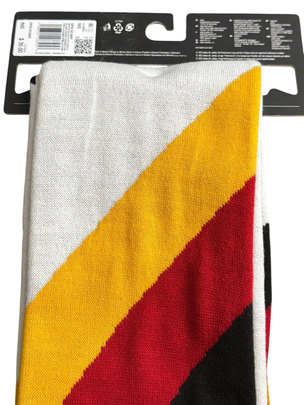 Adidas Germany DFB Scarf with Federation Crest - Black, Red, Yellow, White.
